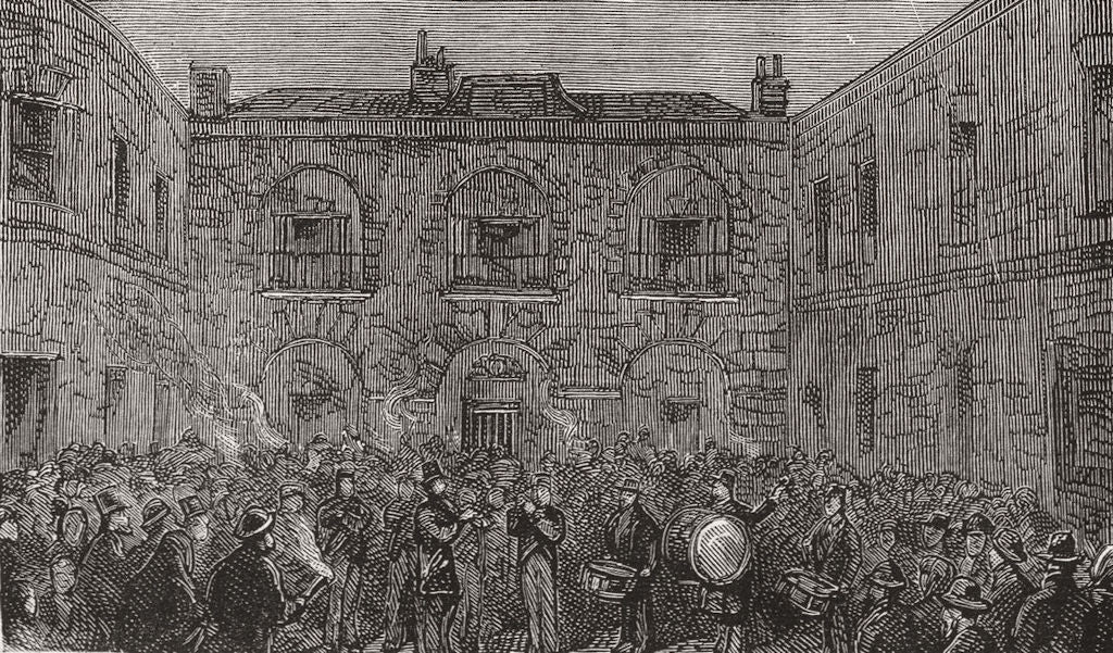 LAND LEAGUE. Serenading prisoners, St Patricks night 1881 old antique print